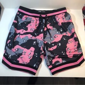 Rebel Minds Pink and Gray Camo Jersey Shorts with concealed zippers. Very nice!